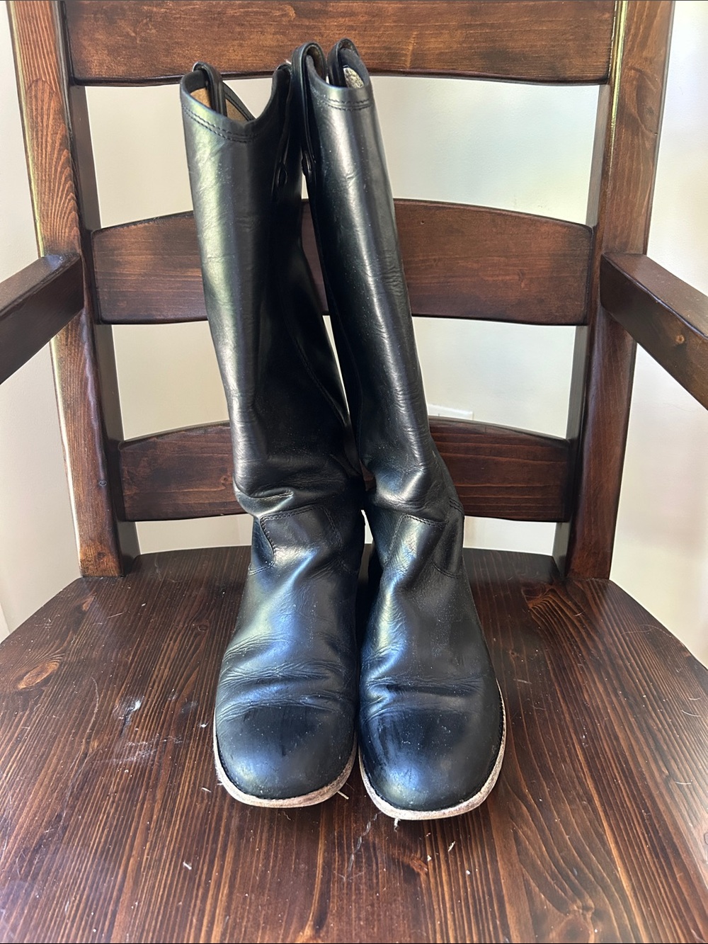 Frye Melissa Button Riding Black Leather Tall Women's Boot